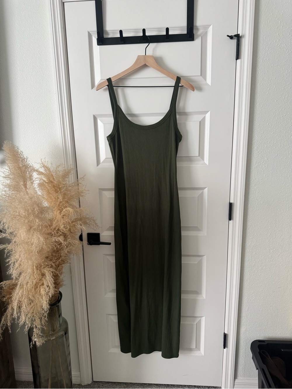 aerie Olive Green Ribbed Maxi Slip Dress